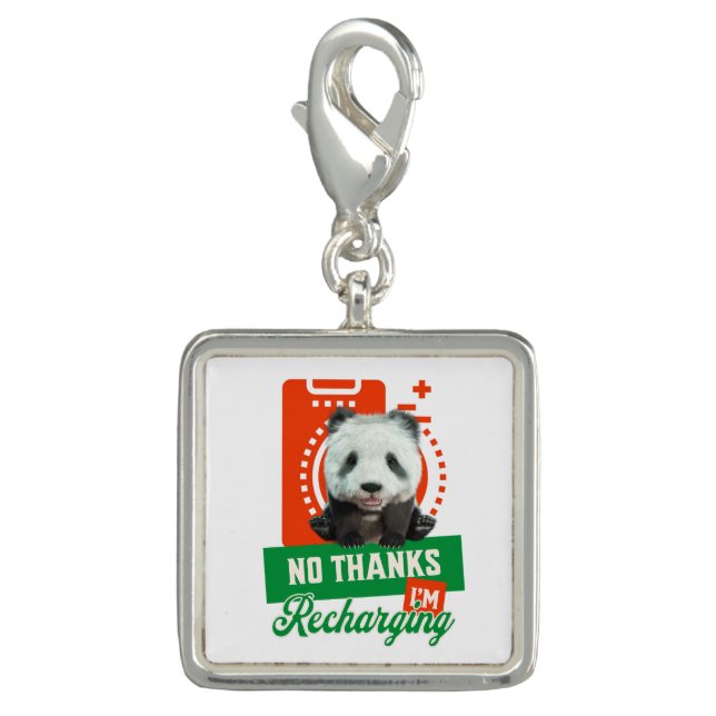 Funny Panda Recharging Introvert Battery Design Charm (Front)