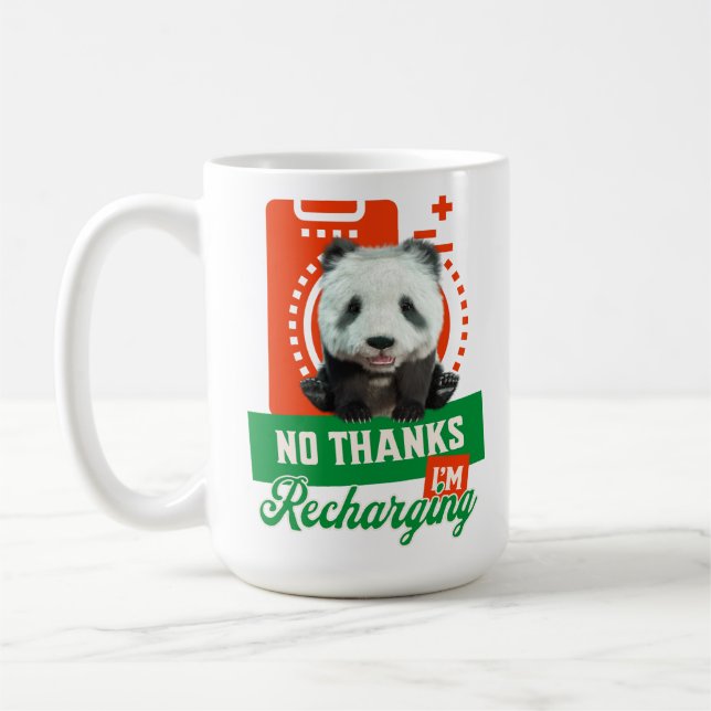 Funny Panda Recharging Introvert Battery Design Coffee Mug (Left)