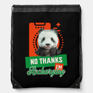 Funny Panda Recharging Introvert Battery Design Drawstring Bag