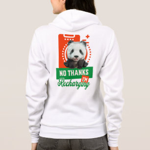 Funny Panda Recharging Introvert Battery Design Hoodie