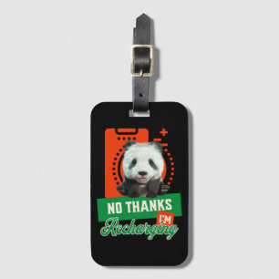 Funny Panda Recharging Introvert Battery Design Luggage Tag