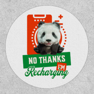 Funny Panda Recharging Introvert Battery Design Patch
