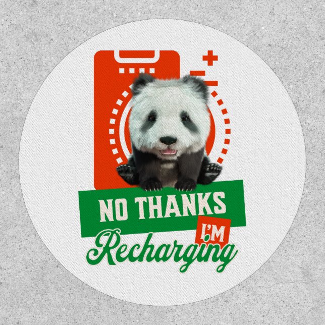 Funny Panda Recharging Introvert Battery Design Patch (Front)