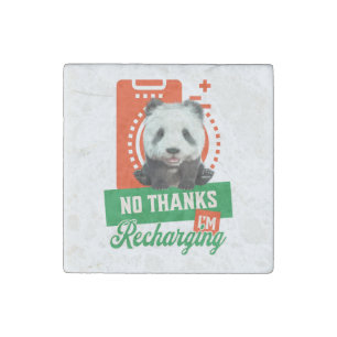 Funny Panda Recharging Introvert Battery Design Stone Magnet