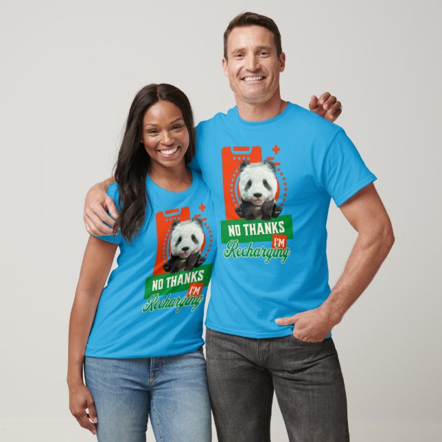 Funny Panda Recharging Introvert Battery Design T-Shirt (Unisex)