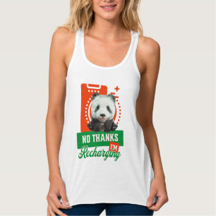 Funny Panda Recharging Introvert Battery Design Tank Top