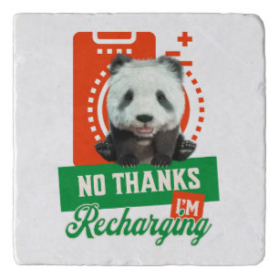 Funny Panda Recharging Introvert Battery Design Trivet