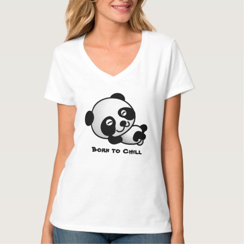 Funny Panda relaxing cartoon Born to chill T_Shirt