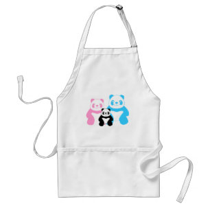 Funny panda’s family adult apron