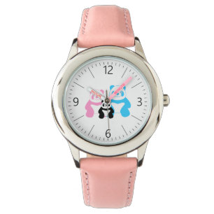 Funny panda’s family watch