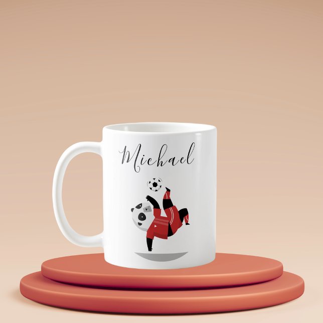 Funny Panda Soccer Player Coach Personalized Kids Coffee Mug (Creator Uploaded)
