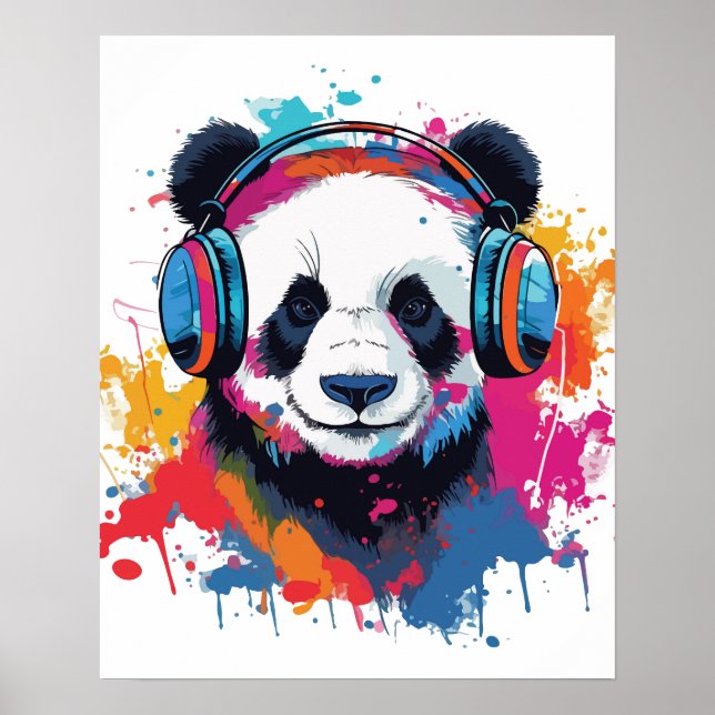 Funny Panda watercolor bright art Poster  (Front)