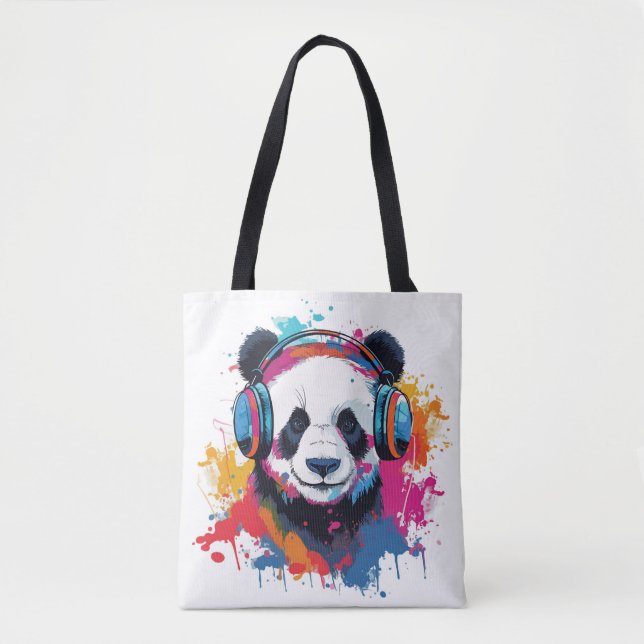 Funny Panda watercolor bright drawing Tote Bag (Front)
