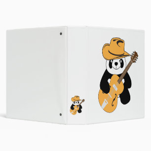 Funny panda with guitar 3 ring binder
