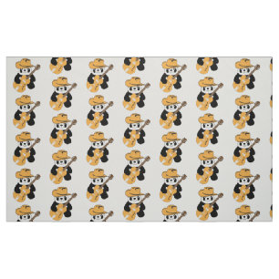 Funny panda with guitar fabric