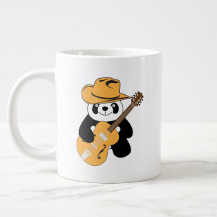 Funny panda with guitar giant coffee mug