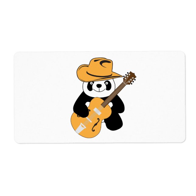 Funny panda with guitar label (Front)