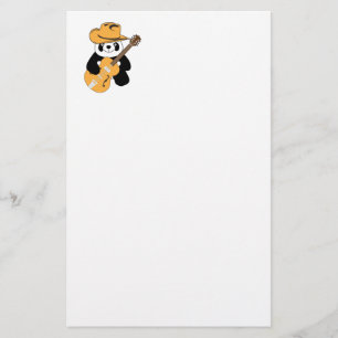 Funny panda with guitar stationery