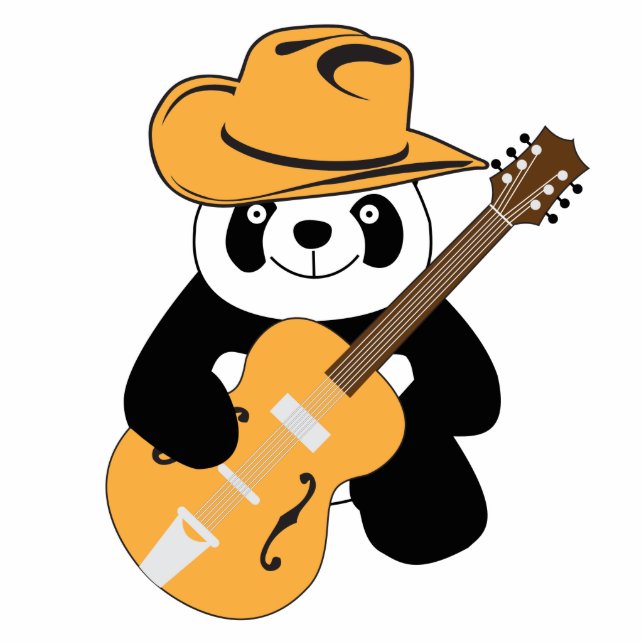 Funny panda with guitar statuette (Front)