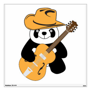 Funny panda with guitar wall decal
