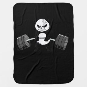Funny Panda Workout  Kitten Gym Deadlift Power Baby Blanket