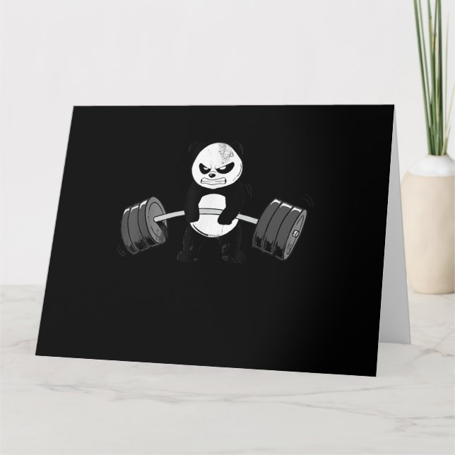 Funny Panda Workout  Kitten Gym Deadlift Power Card (Front)