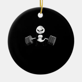 Funny Panda Workout Kitten Gym Deadlift Power Ceramic Ornament