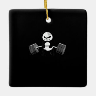 Funny Panda Workout Kitten Gym Deadlift Power Ceramic Ornament