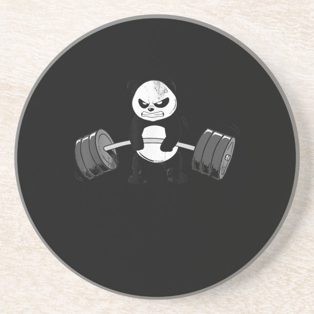 Funny Panda Workout  Kitten Gym Deadlift Power Coaster (Front)