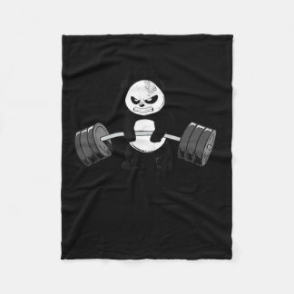 Funny Panda Workout Kitten Gym Deadlift Power Fleece Blanket