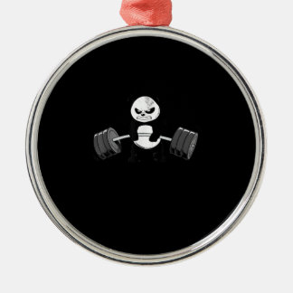 Funny Panda Workout Kitten Gym Deadlift Power Metal Ornament