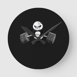 Funny Panda Workout Kitten Gym Deadlift Power Round Clock