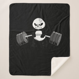 Funny Panda Workout Kitten Gym Deadlift Power Sherpa Blanket