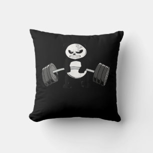 Funny Panda Workout  Kitten Gym Deadlift Power Throw Pillow