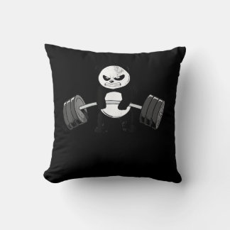 Funny Panda Workout Kitten Gym Deadlift Power Throw Pillow