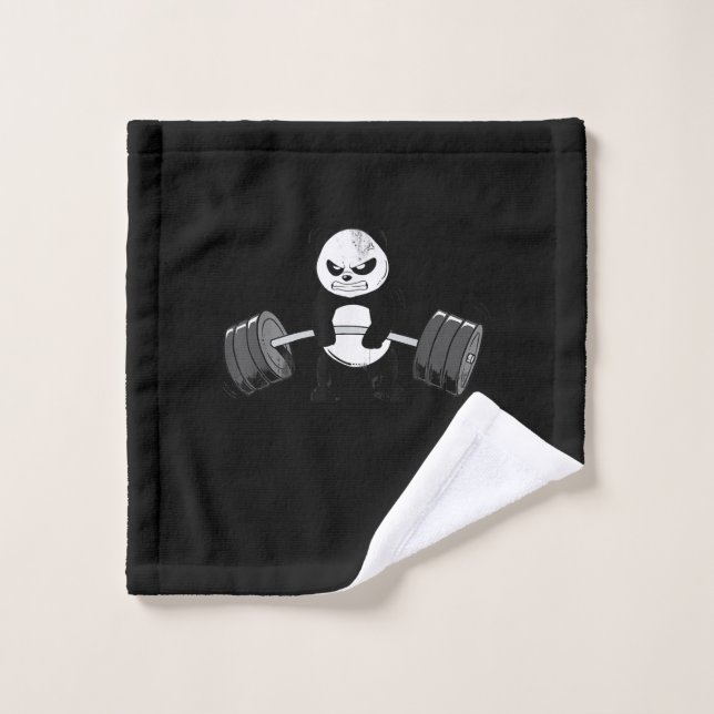 Funny Panda Workout  Kitten Gym Deadlift Power Wash Cloth (Wash Cloth)