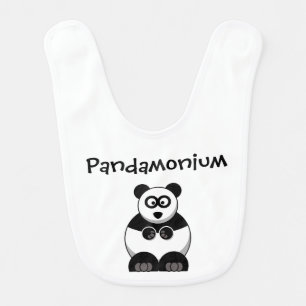 Funny Pandamonium Panda Cartoon, Cute Stress Pun Baby Bib