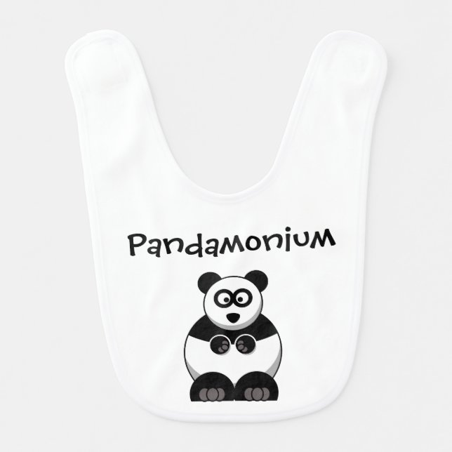 Funny Pandamonium Panda Cartoon, Cute Stress Pun Baby Bib (Front)