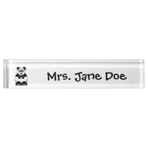 Funny Pandamonium Panda Cartoon, Cute Stress Pun Desk Name Plate