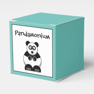 Funny Pandamonium Panda Cartoon, Cute Stress Pun Favor Boxes