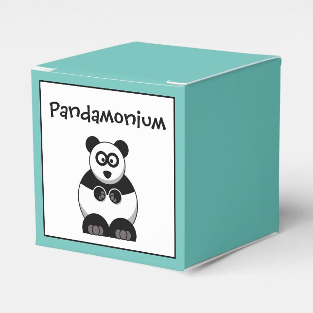 Funny Pandamonium Panda Cartoon, Cute Stress Pun Favor Boxes (Front Side)