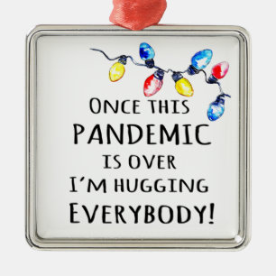 Funny Pandemic Christmas Lights Metal Ornament