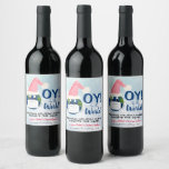 Funny Pandemic OY to the World Holiday Wine Label<br><div class="desc">These funny wine bottle labels are designed with the 2020 pandemic holiday season in mind. They feature a cute and silly design with the planet earth wearing a Santa hat and face mask, with a caption reading "Oy to the world." The note reads: Sending Holiday Cheer Despite the Year, with...</div>