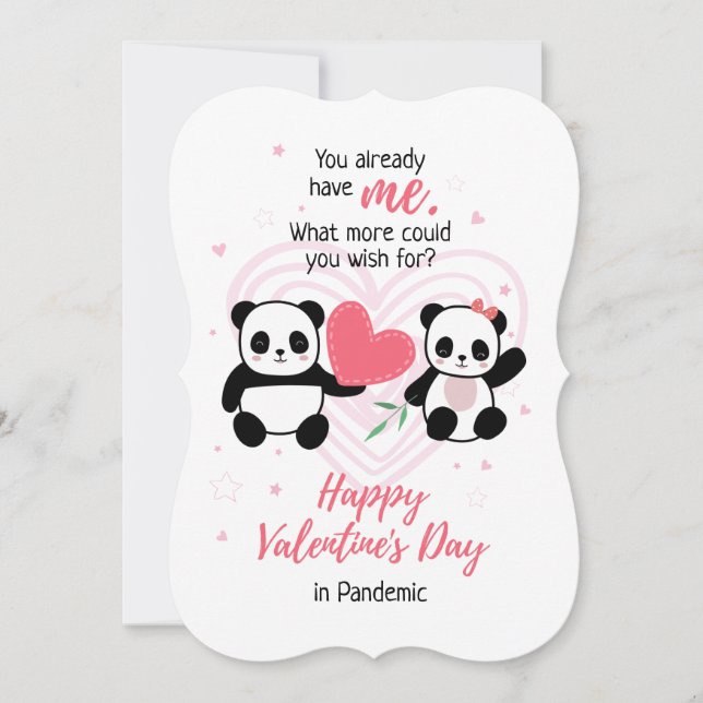 Funny Pandemic Valentine's Day Panda Holiday Card (Front)