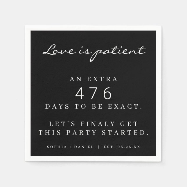 Funny Pandemic Wedding Postponed Love Is Patient N Napkins (Front)