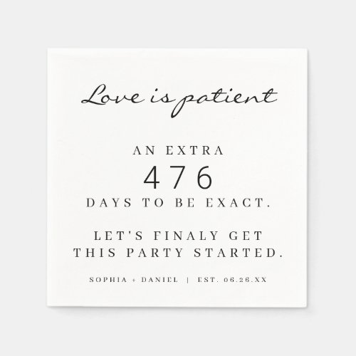 Funny Pandemic Wedding Postponed Love Is Patient Napkins