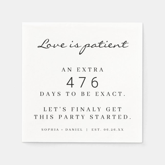 Funny Pandemic Wedding Postponed Love Is Patient Napkins (Front)