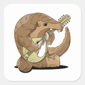Funny Pangolin Square Sticker by earlykirky at Zazzle