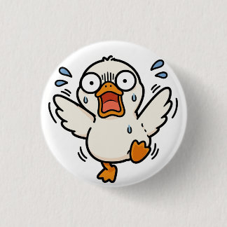 Funny Panicking Duck Kawaii Cute Meme Button