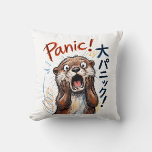 Funny Panicking Otter Meme  Throw Pillow